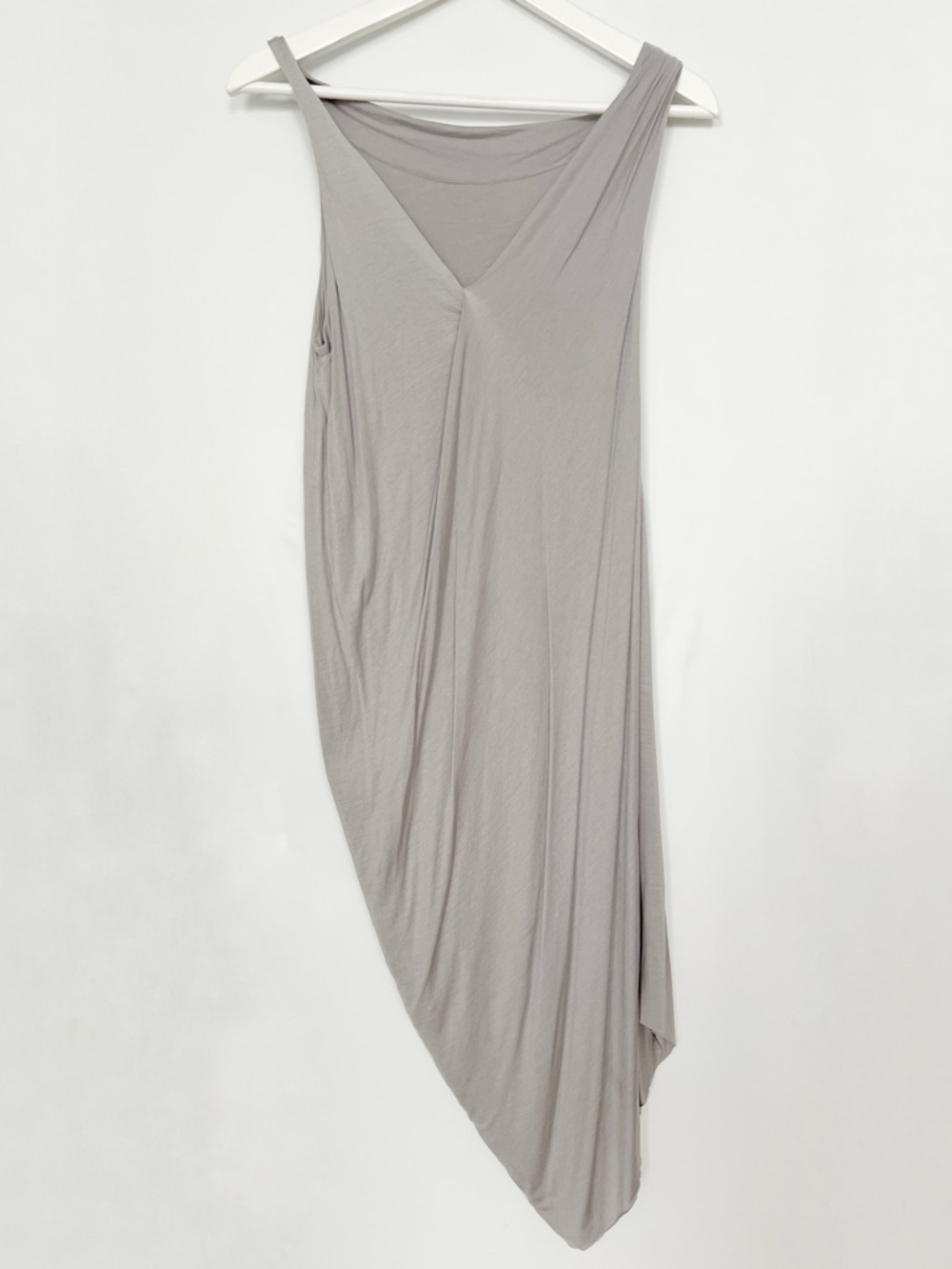 Helmut Lang Asymmetrical Draped Dress Taupe Silk Blend Minimalist Small